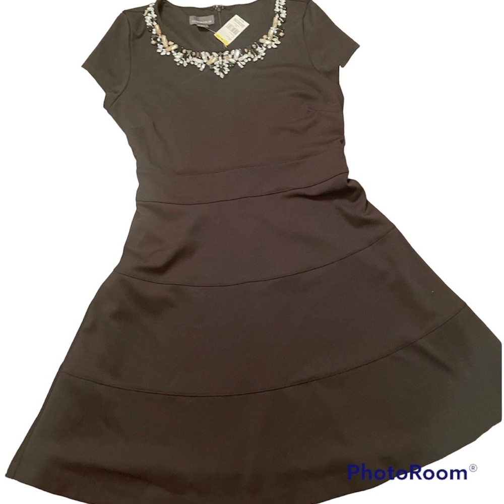 Girls Covington Black/Silver Neckline Dress, Medium, New